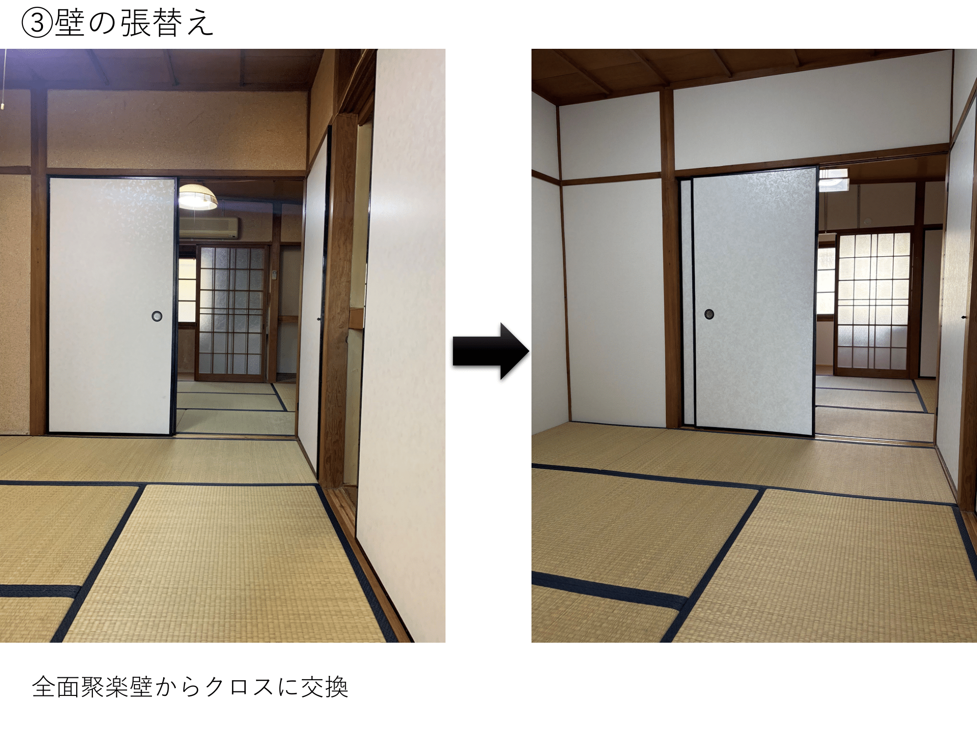 文化住宅を再生したリフォーム後の居室
