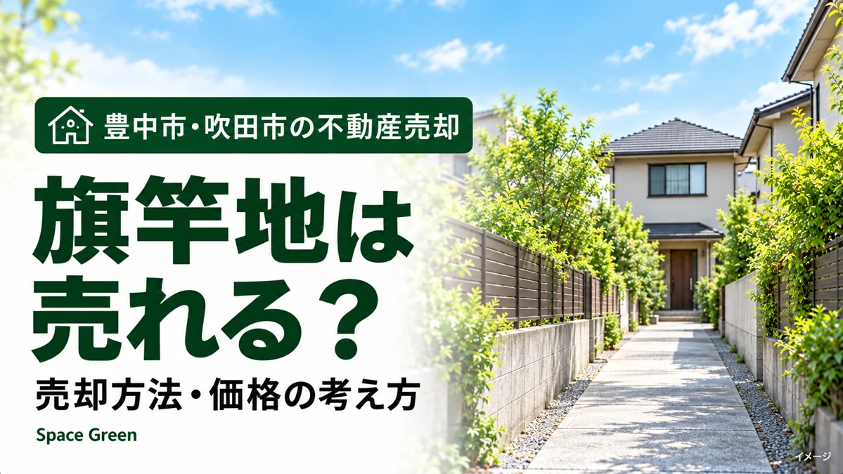 旗竿地の売却方法と価格の考え方。奥まった住宅とアプローチを描いた説明用イメージ