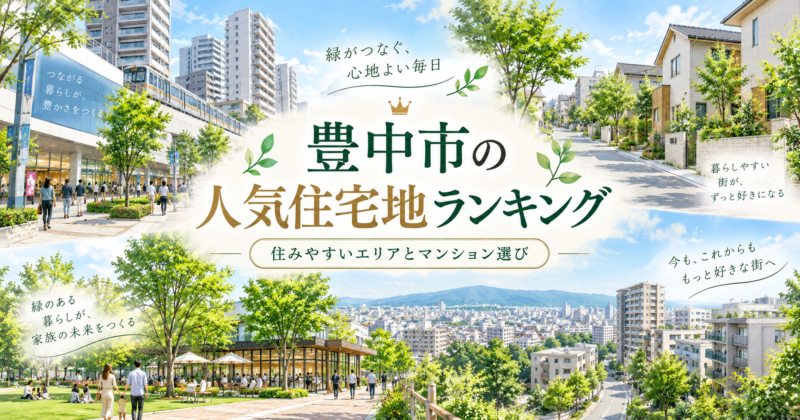 豊中市の人気住宅地ランキングとマンション選びをイメージした緑豊かな住宅街のアイキャッチ画像